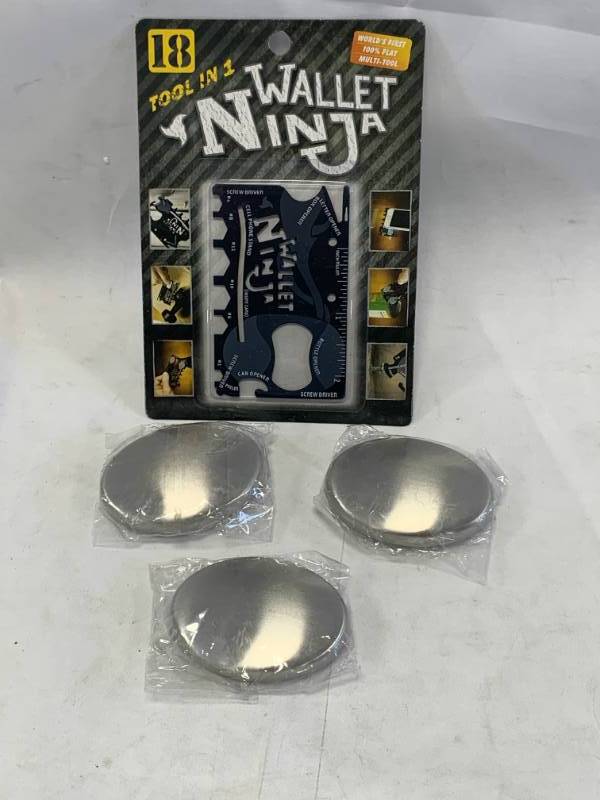 lot 50 image: Lot of 3 Stainless Steel Soap & Wallet Ninja