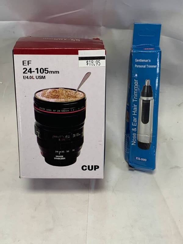 lot 54 image: Camera Mug (new in box) Perfect Gift for the Photo Bug Plus Nose Hair Trimmer
