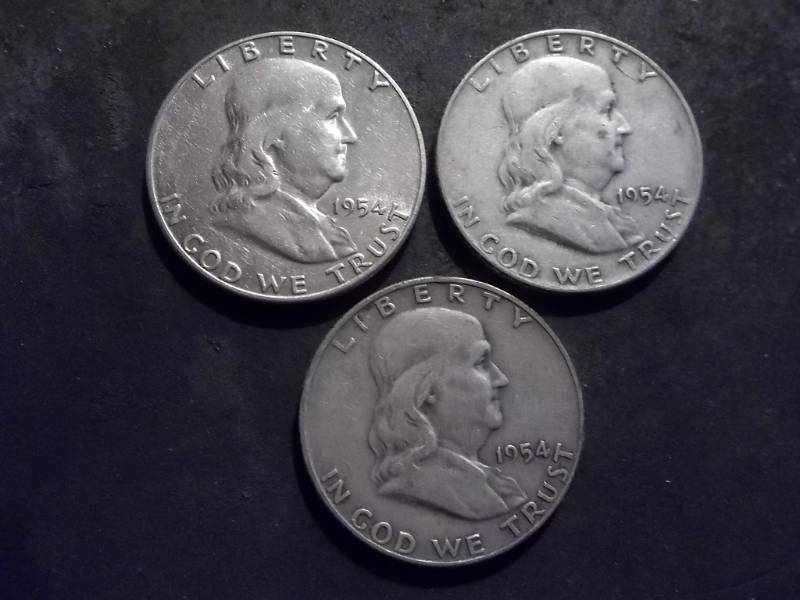 1954 P,D,S Franklin Half Dollars