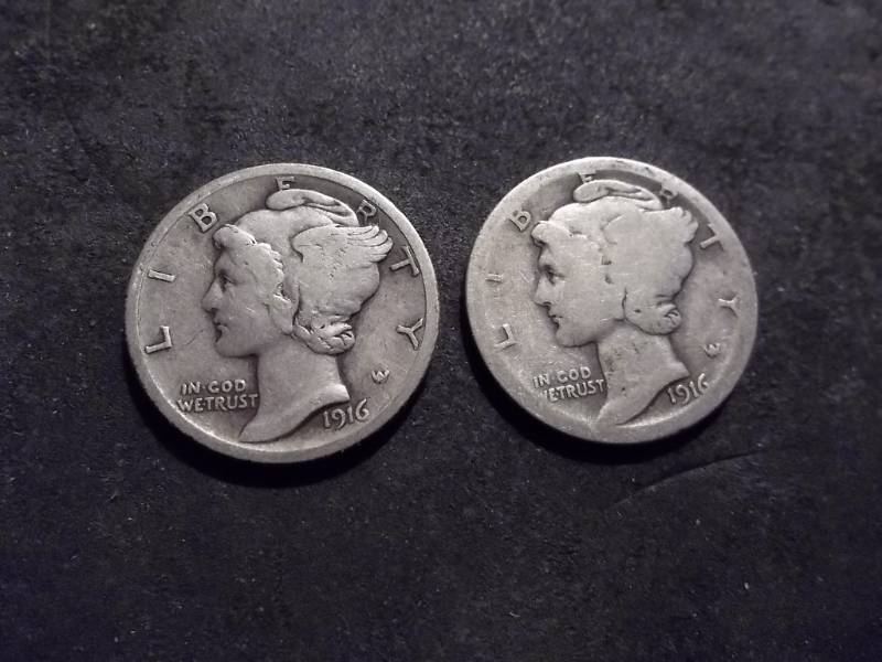 1916, 1916 S Mercury Dimes