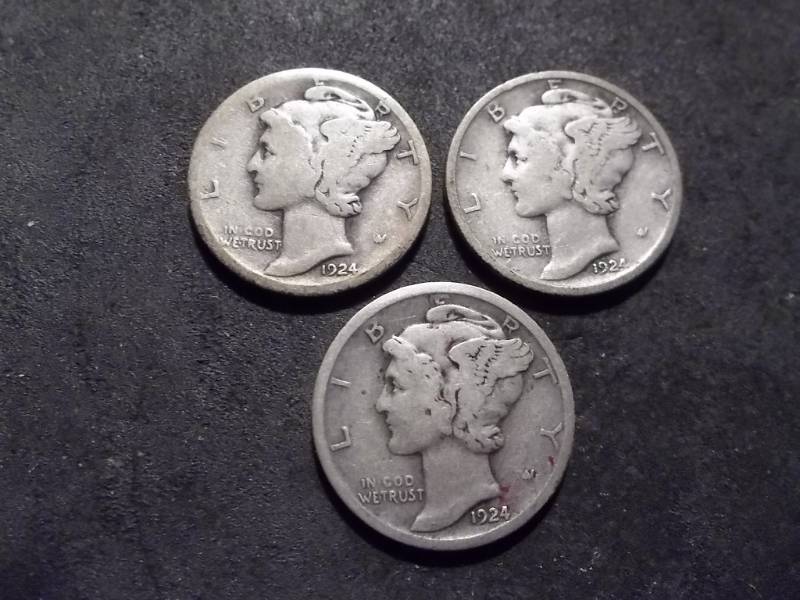1924 P,D,S Mercury Dimes