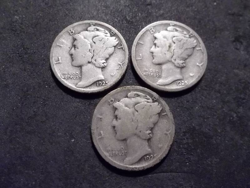 1925 P,D,S Mercury Dimes