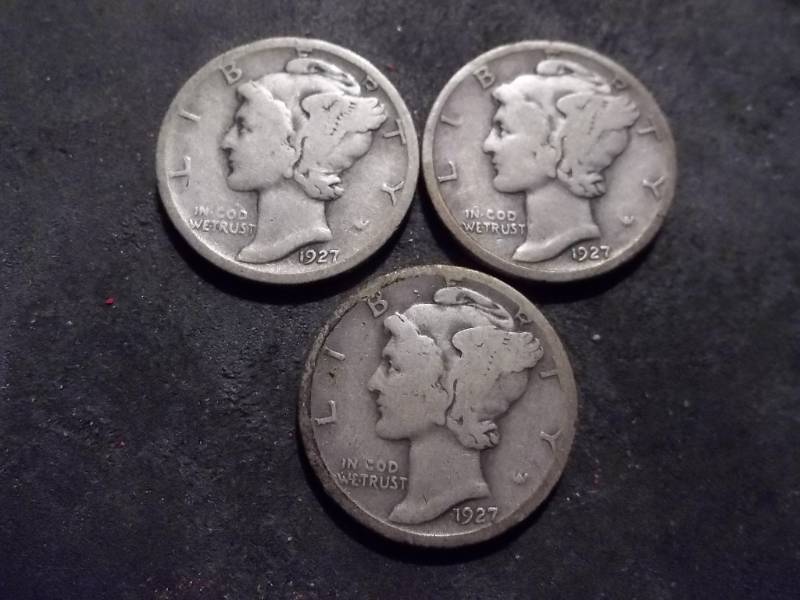 1927 P,D,S Mercury Dimes