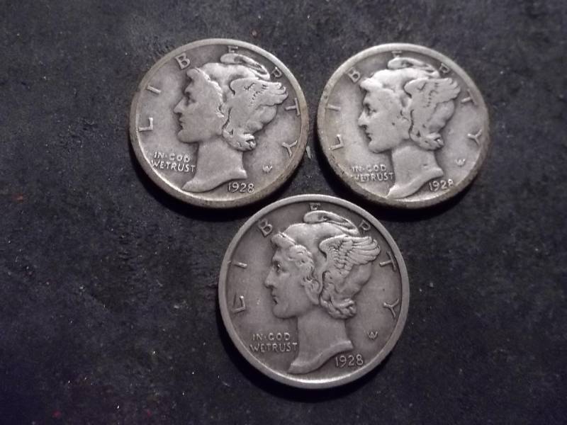 1928 P,D,S Mercury Dimes
