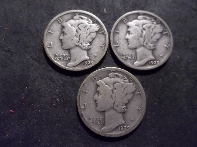 1929 P,D,S Mercury Dimes