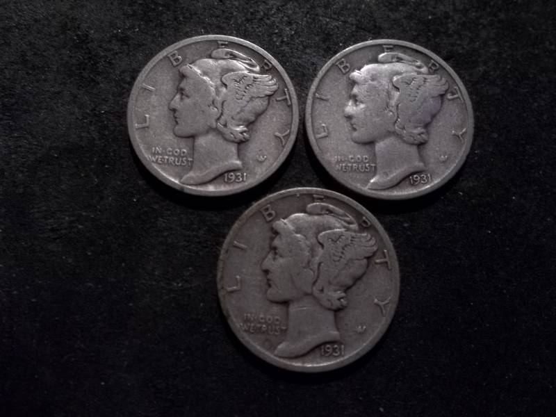 1931 P,D,S Mercury Dimes