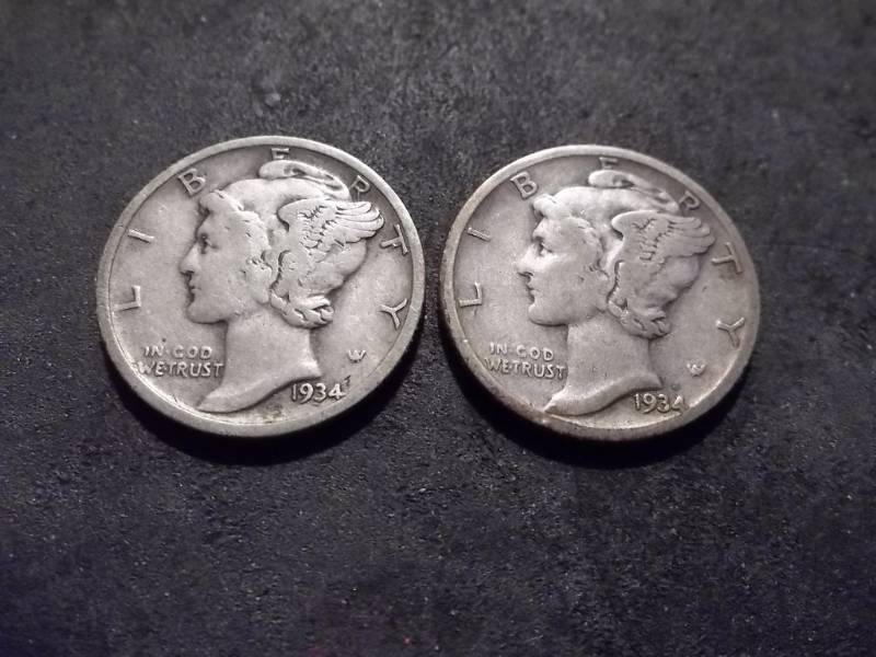 1934, 1934 D Mercury Dimes