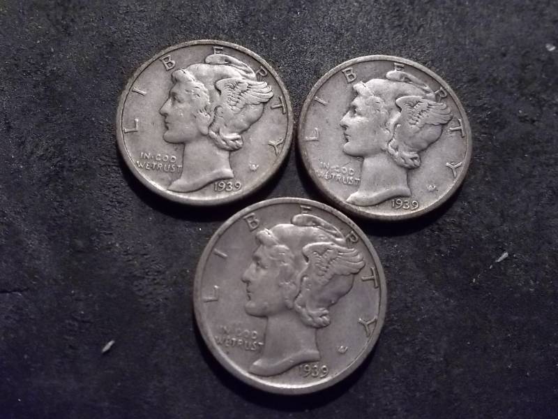 1939 P,D,S Mercury Dimes