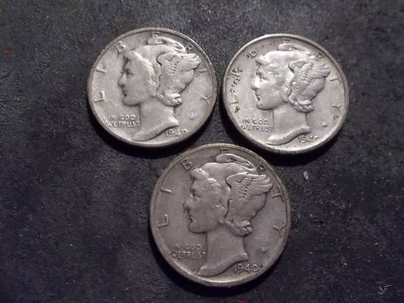 1940 P,D,S Mercury Dimes