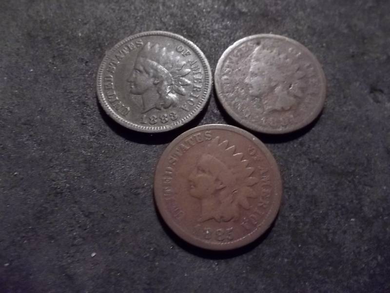 1883, 1884, 1885 Indian Head Cents