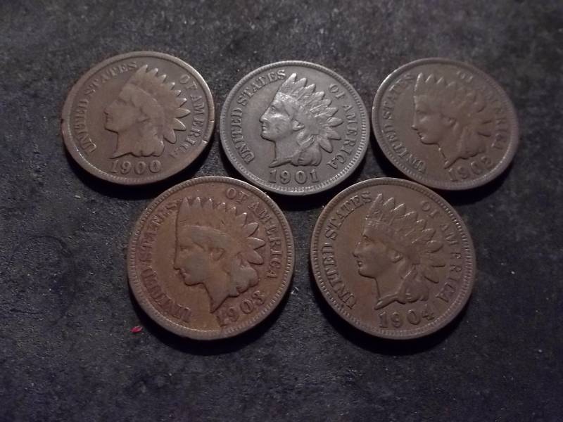 1900, 1901, 1902, 1903, 1904 Indian Head Cents
