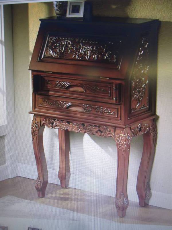 Carved Secretary open box Retail $2...