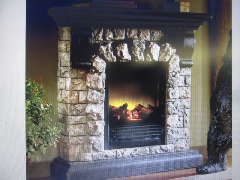 Faux Stone Fireplace open box, unte...