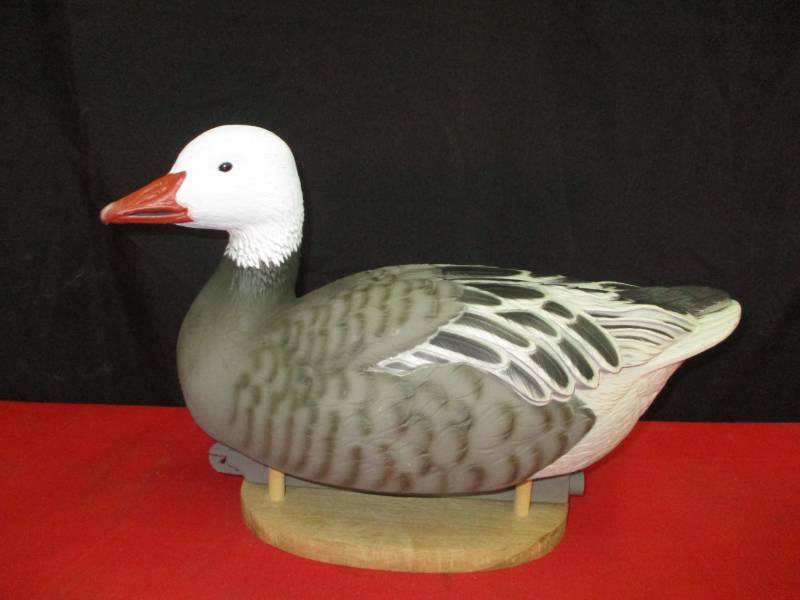 lot 8 image: Blue Goose Decoy Handpainted with Stand