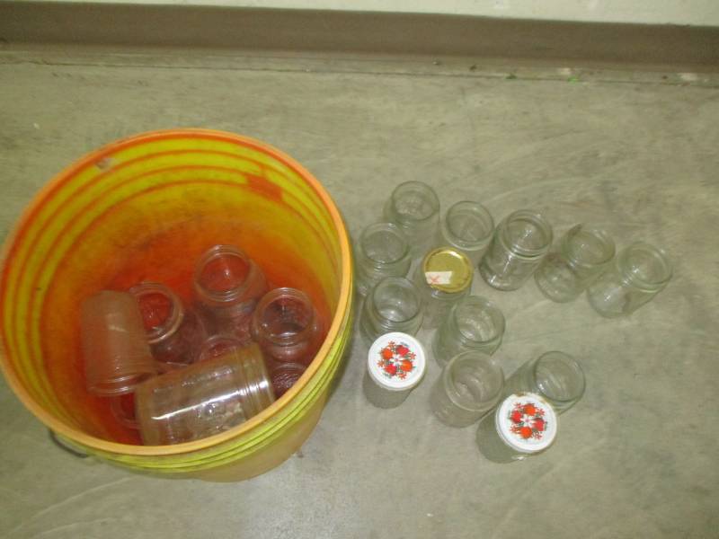 lot 104 image: pail of canning jars