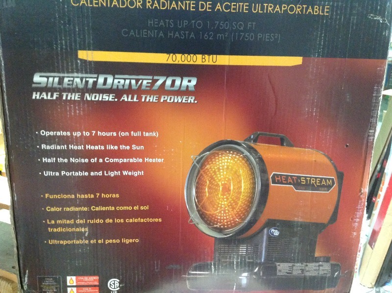 Heat Stream 70,000 BTU Radiant Kerosene Portable Heater used in working conditions