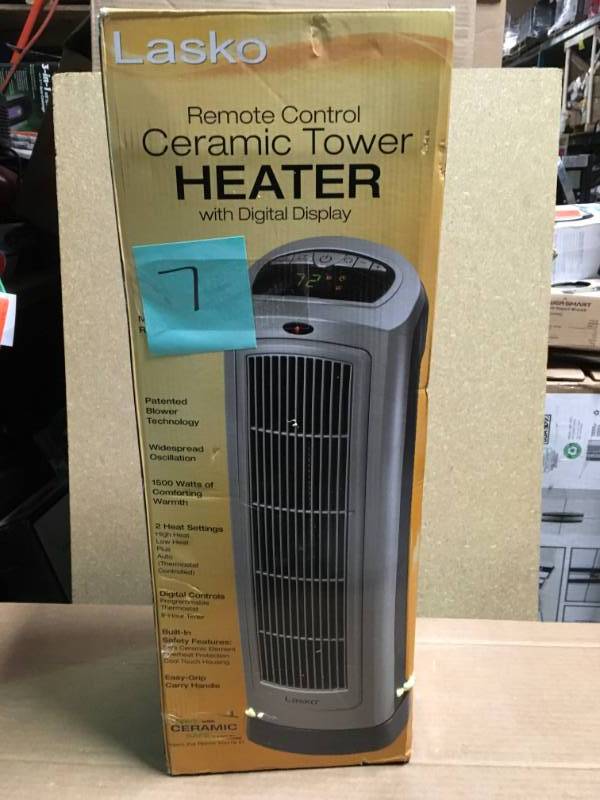Lasko 23 in. 1500-Watt Ceramic Tower Heater with Digital Display no Remote Control  in like new condition