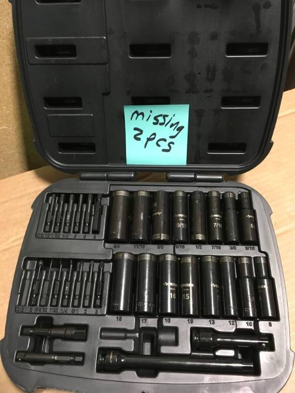 HUSKY 35-PIECE THIN WALL IMPACT DRICER SOCKE SET MISSING 2 PCS