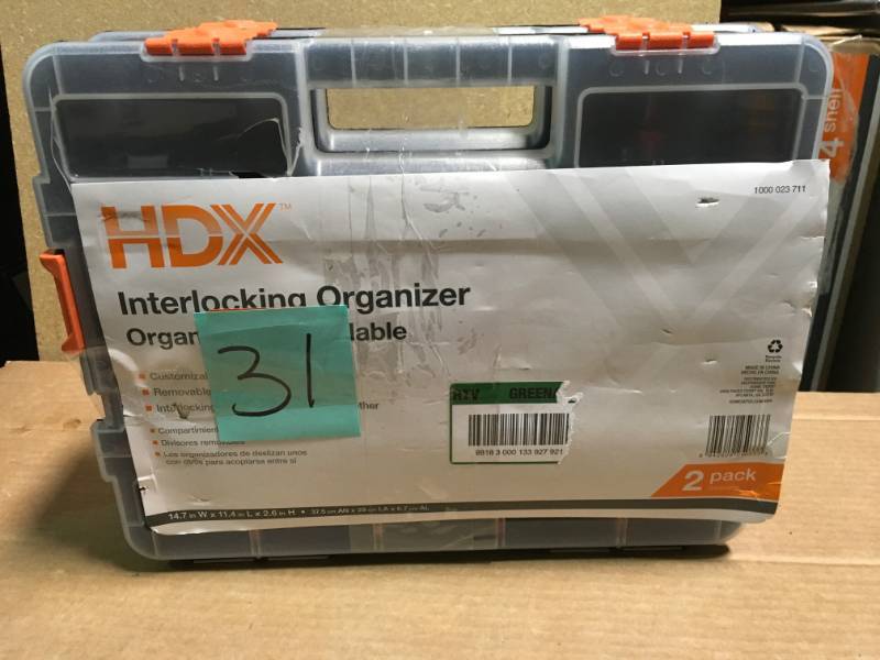 HDX 15-Compartment Interlocking Small Parts Organizer in Black (2-Pack)  in like new condition