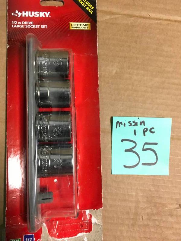 Husky 12 in. Drive Metric X-Large Socket Set (5-Piece) MISSING ONE PC