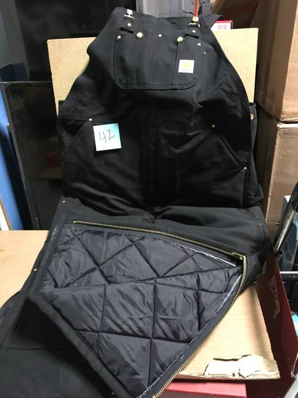DUCK BIB OVERALL  ARCTIC QUILT LINED BLK 44X32  in like new condition