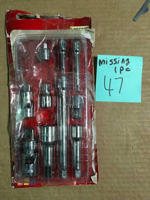 Husky 14, 38, and 12 in. Drive Master Accessory Set (11-Piece) MISSING 1 PC