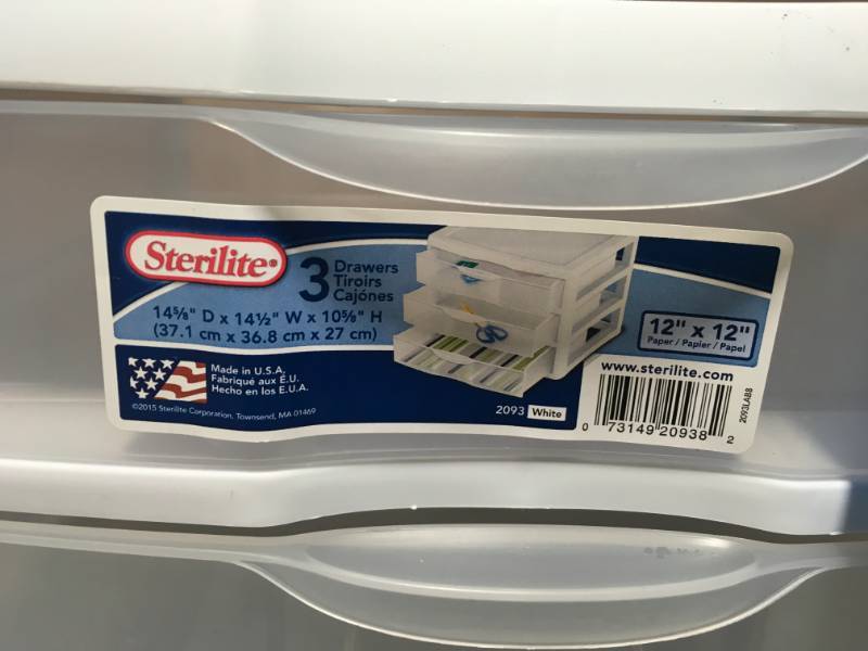 Sterilite 3-Drawer Organizer, White in like new condition