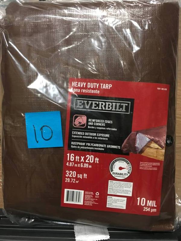 Everbilt 16 ft. x 20 ft. Brown Heavy-Duty Tarp not used