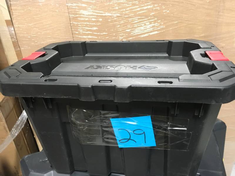 Husky 5 Gal. Latch and Stack Tote in Black  in like new condition