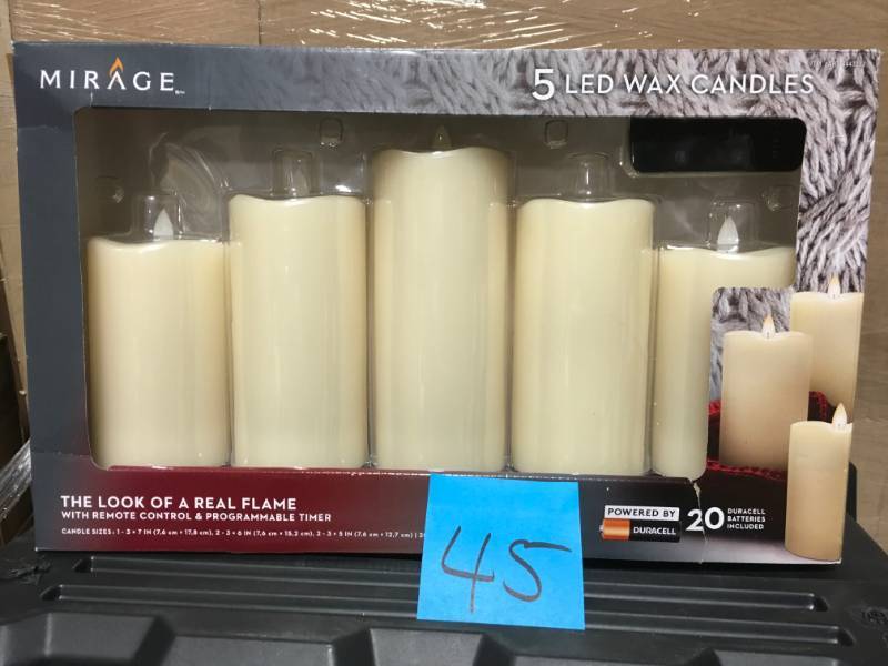 MIRAGE LED WAX CANDLES WITH REMOTE & TIMERS PACK OF 5 CANDLES WITH BATTERIES  in like new condition