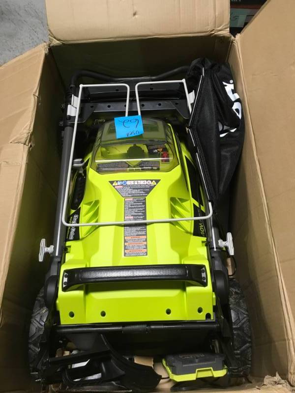 RYOBI 20 in. 40-Volt Brushless Lithium-Ion Cordless Battery Walk Behind Push Lawn Mower - 5.0 Ah BatteryCharger Included USED in good condition
