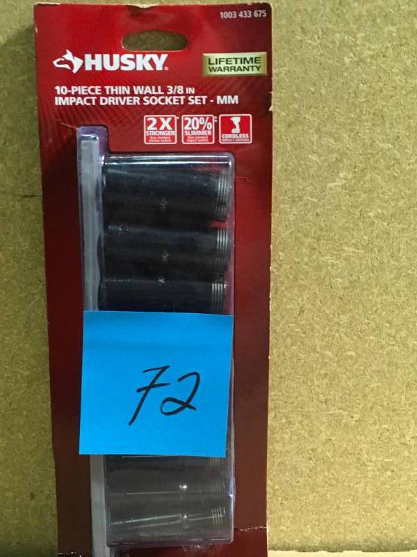 Husky 38 in. Drive Thin Wall Deep Impact Socket Set MM (10-Piece) MISSING 1 PC