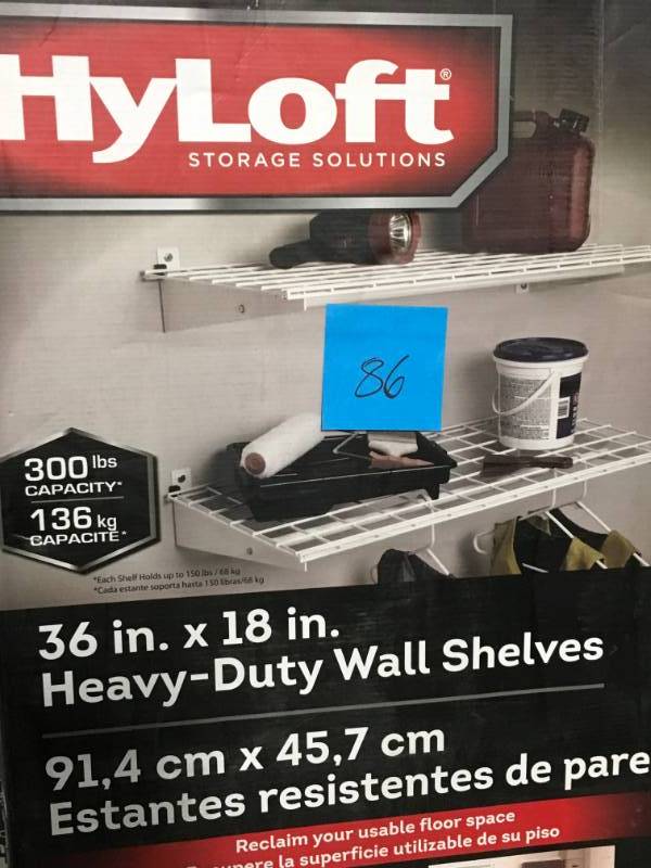 HyLoft 2-Shelf 36 in. W Wire Garage Wall Storage System in White  in like new condition