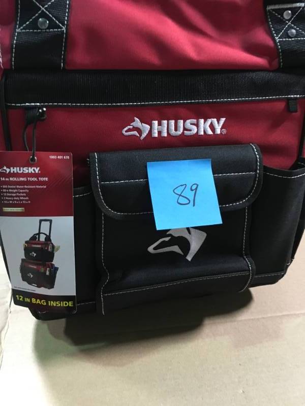 Husky 14 in. Rolling Tool Tote with Bonus 12 in. Bag  in like new condition