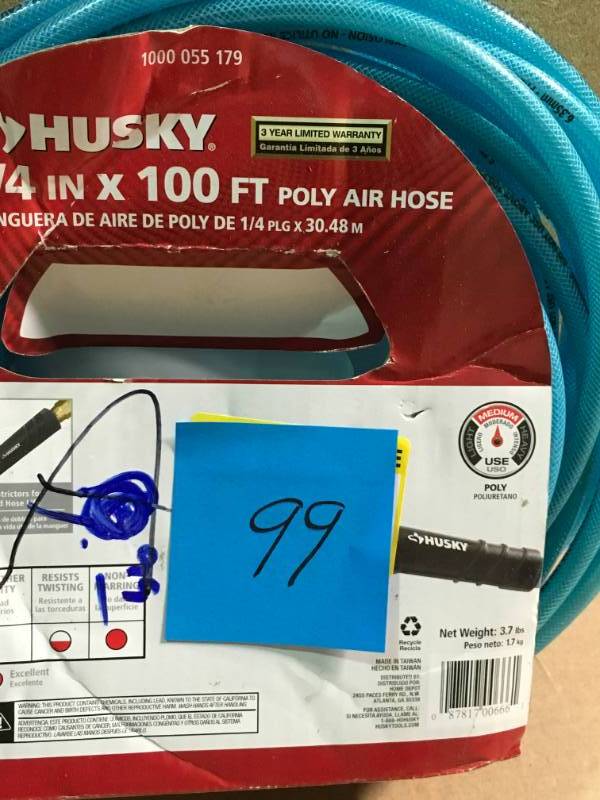 Husky 14 in. x 100 ft. Polyurethane Air Hose  in like new condition