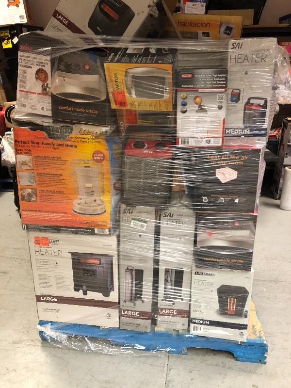 Pallet of all kind heaters all customer returns unit some are in good conditions, not working used and untested units more of 25 pc