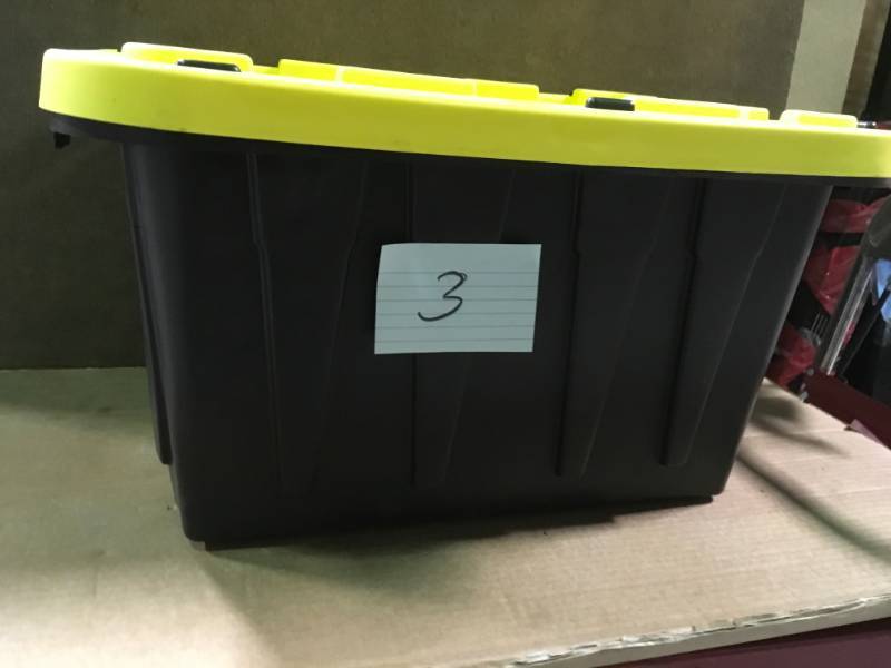 lot 3 image: HDX 12 Gal. Tough Storage Tote in Black  in like new condition