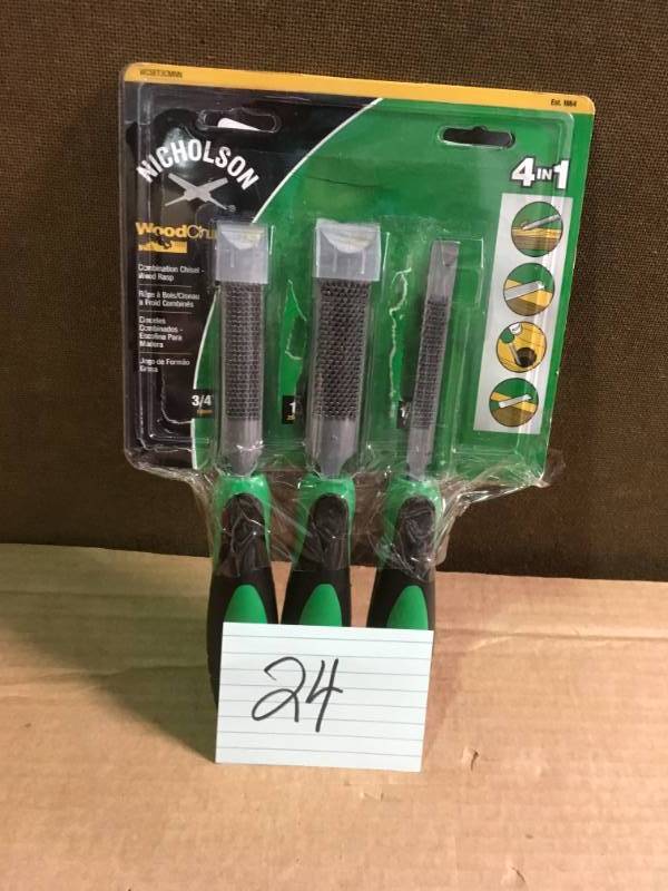 lot 24 image: Nicholson Wood Chuck ChiselRasp Set (3-Piece)  in like new condition