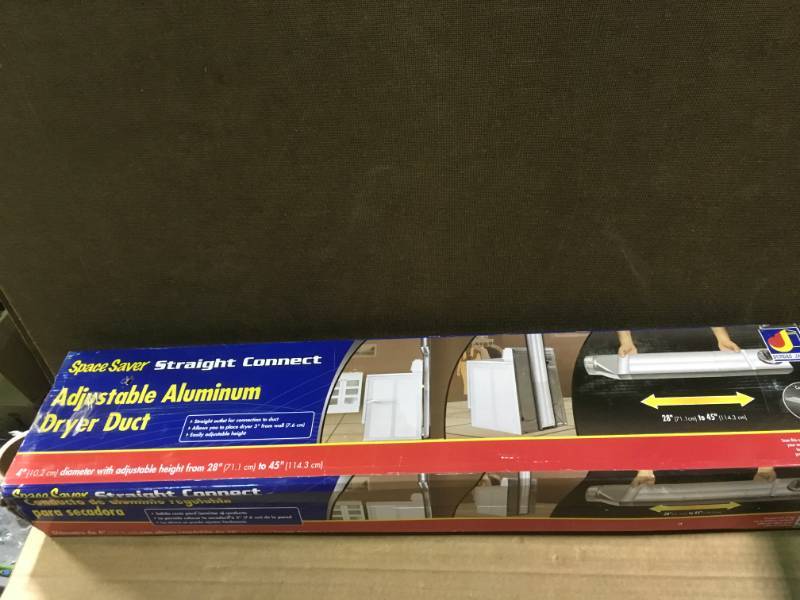 lot 60 image: Dundas Jafine Adjustable 28 in. to 45 in. Space Saver Aluminum Dryer Duct  in like new condition