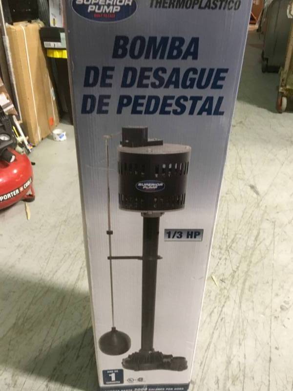 Superior Pump 1//3 HP Non-Submersible Pedestal Sump Pump