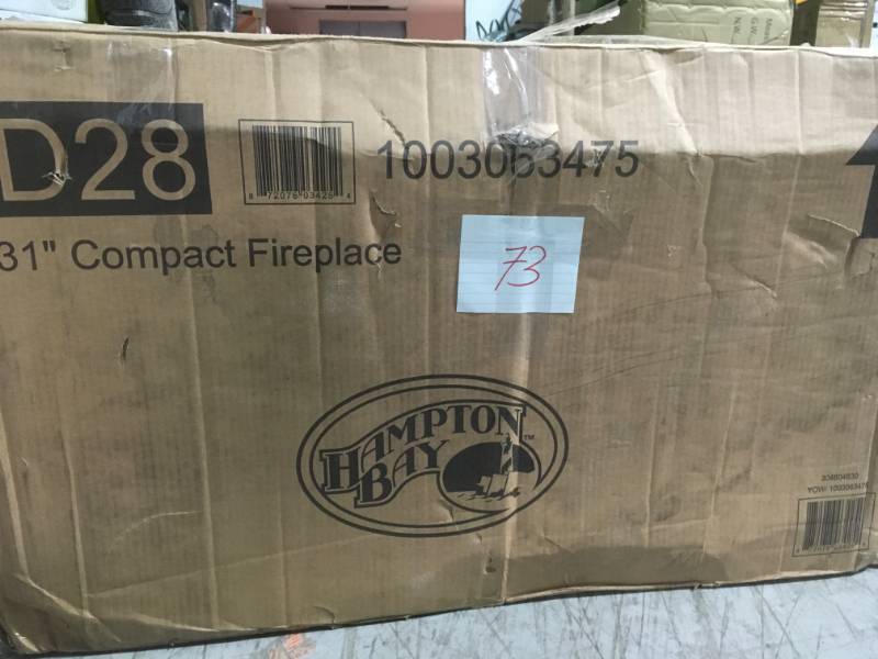 lot 73 image: Hampton Bay Parksley 31 in. Freestanding Compact Infrared Electric Fireplace in White  in like new condition