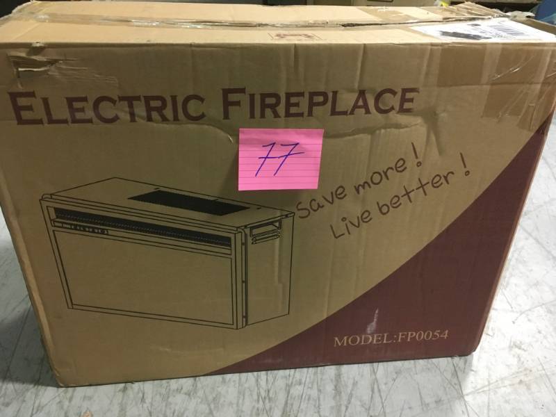 lot 77 image: AKDY 23 in. Freestanding Electric Fireplace Insert Heater in Black with Tempered Glass  in like new condition