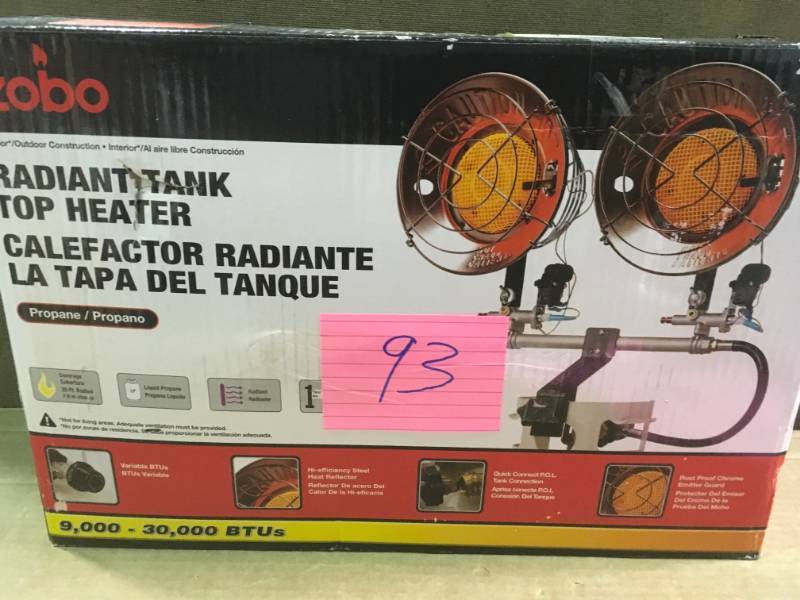 lot 93 image: ZOBO 30,000 BTU Propane Tank Top Heater  in like new condition