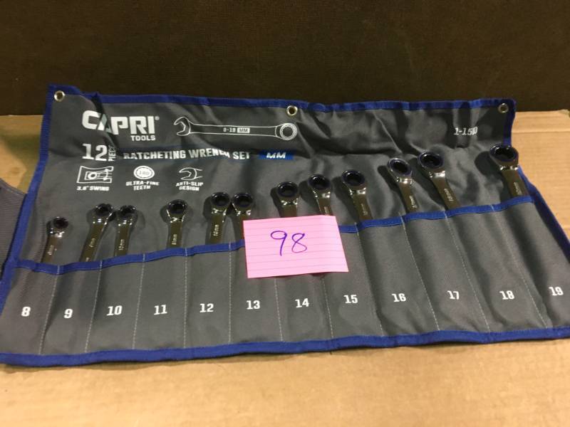 lot 98 image: Capri Tools 100-Tooth Metric Ratcheting Wrench Set (12-Piece)  in like new condition