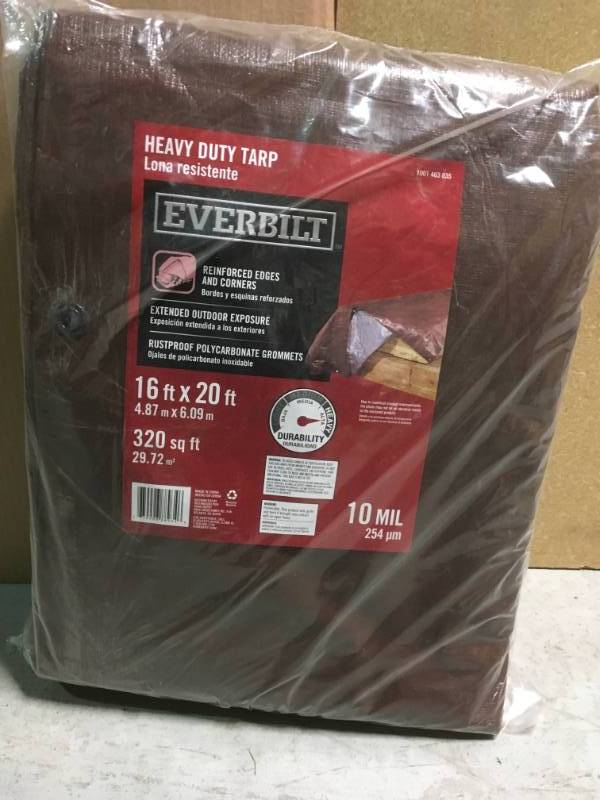 Everbilt 16 ft. x 20 ft. Brown Heavy Duty Tarp not useed