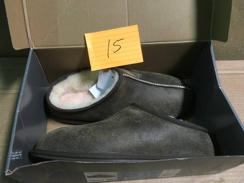 KirklandSignature Mens Shearling Clog Slipper Chocolate Bomber Brown not used