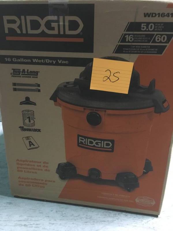 RIDGID 16 Gal. 5.0-Peak HP WetDry Vac in good condition