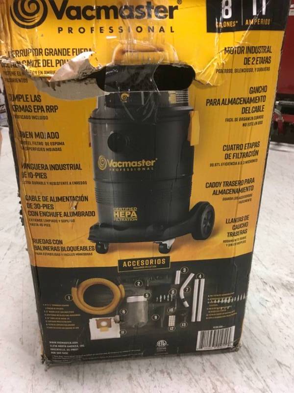 Vacmaster 8 gal. HEPA Industrial WetDry Vac with 2-Stage Motor  in like new condition