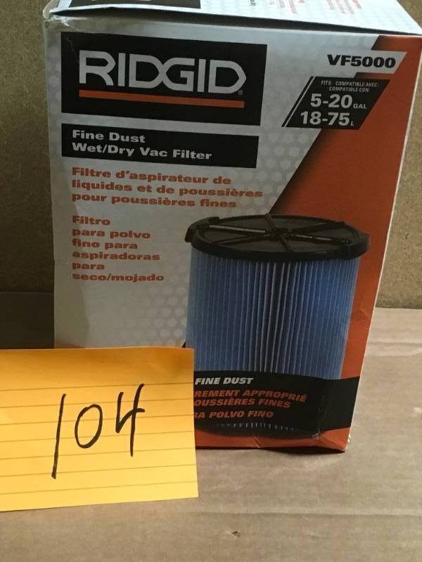 RIDGID 3-Layer Fine Dust Pleated Paper Filter for 5.0 Plus Gal. RIDGID Wet Dry Vacs in good condition