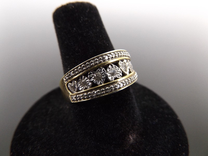 lot 24 image: .925 Sterling Silver Vermeil Diamond Accented LOVE Ring Size 7.25